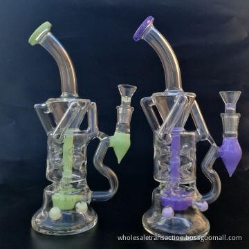 10 Inch Double Recycler Oil Dab Rig Glass Bong Turbine Perc Fab Egg Glass Water Bongs Oil Rigs Smoking Waterpipes 14mm Joint Bowl